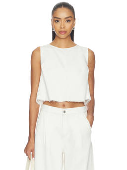 PISTOLA - Rue Women's Sleeveless Raw Hem Crop Top Off White