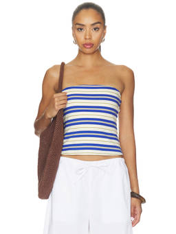 PISTOLA - Beverly Women's Strapless Tube Crop Top Blue
