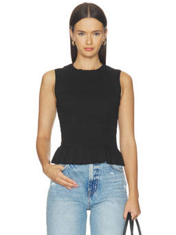 PISTOLA - Phoebe Women's Smocked Sleeveless Tank Top Black