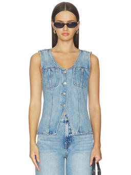 PISTOLA - Gia Women's Fitted Denim Vest Blue