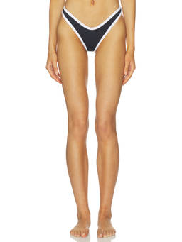 POST SWIM - Ashley Comfort Women's Contrast Trim Bikini Bottom Essential Black