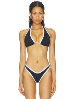POST SWIM - Lolo Contrast Women's Halter Neck Bikini Top Black