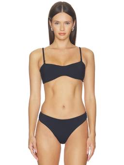 POST SWIM - Joyce Strap Women's Adjustable Strap Bandeau Bikini Top Black
