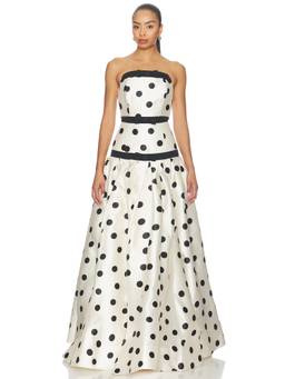 Rebecca Vallance - Bacio Women's Polka Dot Strapless Corset Maxi Dress White
