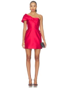 Rebecca Vallance - Esmeralda Women's One Shoulder Satin Mini Dress Red