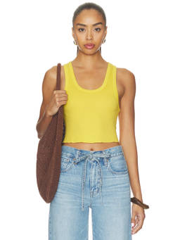 RE DONE - Cropped 60s Women's Sleeveless Raw Hem Tank Top Yellow