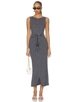 Rag & Bone - Knit Button Tie Women's Striped Midi Dress Multi-Color
