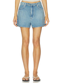 Rag & Bone - Featherweight Women's Drawstring Cotton Blend Denim Shorts Blue
