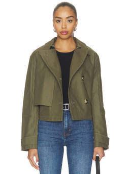 Rag & Bone - Jamie Women's Cropped Button Trench Jacket Green