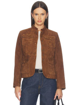 Rag & Bone - Mercer Suede Women's Snap Button Tailored Blazer Brown