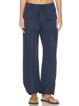 Rag & Bone - Claire Taffeta Women's Wide-Leg Drawstring Palazzo Pants Deep Blue