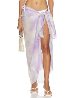 Rag & Bone - Tie Dye Women's Wrap Tie-Up Frayed Trim Swim Cover-Up Mauve