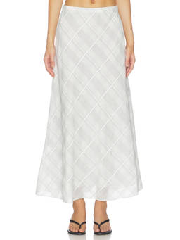 Rag & Bone - Wren Plaid Women's Pull-On Fully Lined Maxi Skirt White