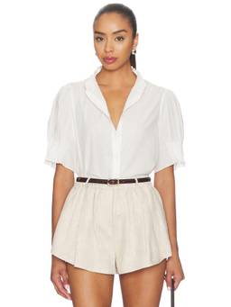 Rag & Bone - Dakota Women's Semi-Sheer Ruffled Collar Blouse Off White