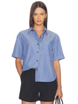 Rag & Bone - Connie Women's Short Sleeve Button-Down Shirt Blue