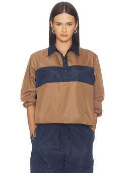 Rag & Bone - Taffeta Rugby Women's Colorblock Collared Shirt Camel