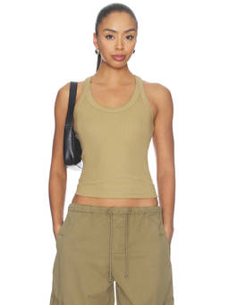 Rag & Bone - Essential Rib Women's Sleeveless Racer Back Tank Top Toffee