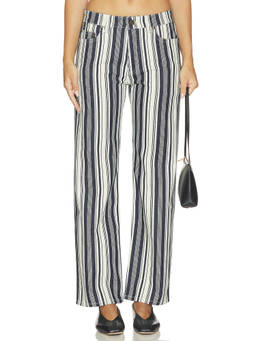 RENGGLI - Stripe Women's Straight-Leg Jeans Chalk & Midnight