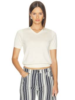 RENGGLI - Lightweight Knit Women's V-Neck Knit Tee Off White