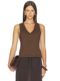 RENGGLI - Women's Sleeveless V-Neck Cotton Tank Top Truffle