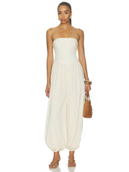 ROCOCO SAND - Corset Women's Strapless Wide Jumpsuit Cream
