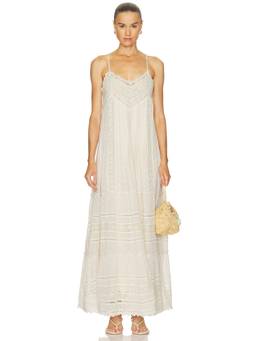 ROCOCO SAND - Lace Women's Sleeveless Chiffon Maxi Dress Cream