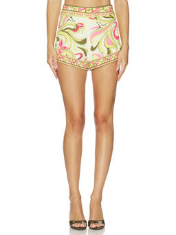 ROCOCO SAND - Hot Women's High-Waist Printed Crepe Shorts Multi-Color