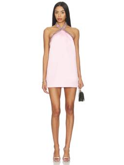 Retrofete - Sabry Women's Embellished Halter Neck Mini Dress Pink