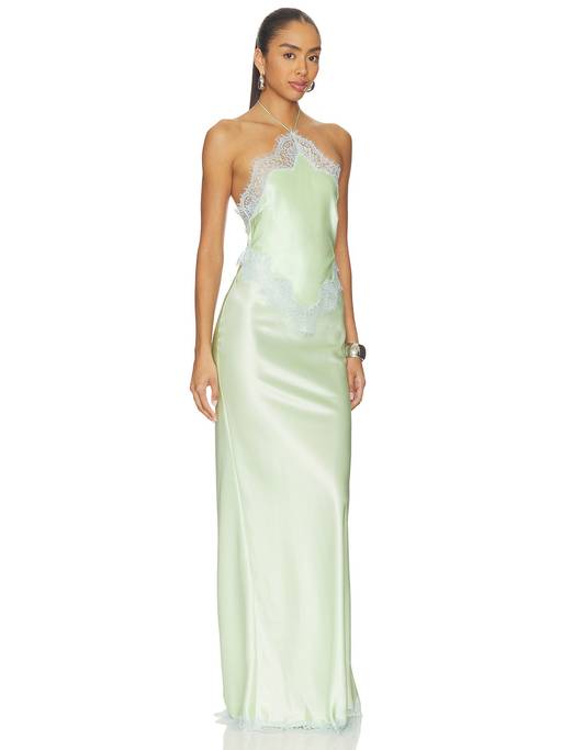 retrofete lace trim halter dress Buy Charmeuse Women's Maxi Green (L) Online Fabric:Sequin