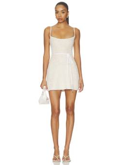 Retrofete - Gisele Women's Sequined Tie-Up Mini Bodycon Dress White