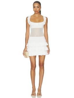 Retrofete - Costera Women's Ruffled Sleeveless Bodycon Mini Dress White