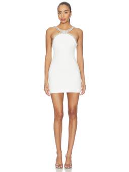 Retrofete - Crystal Neckline Women's Sleeveless Bodycon Mini Dress White
