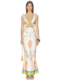 Retrofete - Carlotte Women's Printed Cut-Out Maxi Dress Aqua
