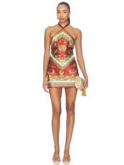 Retrofete - Adelaide Women's Halter Neck Satin Mini Dress Rust