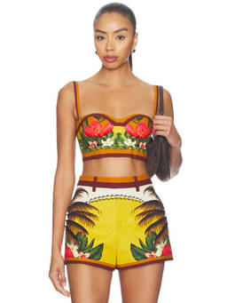 Retrofete - Cricket Women's Floral Sweetheart Corset Top Multi-Color