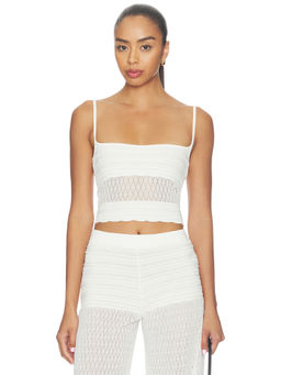 Retrofete - Pointelle Knit Women's Sleeveless Crop Top White