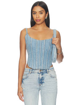 Retrofete - Marishka Women's Sleeveless Lace-Up Corset Top Blue