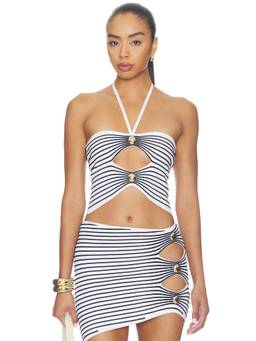 Retrofete - Brea Knit Women's Halter Neck Cut-Out Cropped Top White