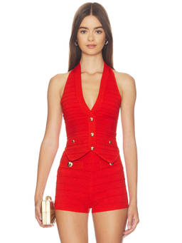 Retrofete - Tinsley Women's Halter Neck Ribbed Knit Vest Red