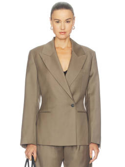 Rohe - Hourglass Women's Tailored Padded Shoulder Single-Breasted Blazer Brown