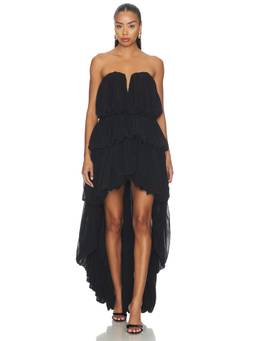 Ronny Kobo - Aly Women's Strapless Tiered High-Low Maxi Dress Black