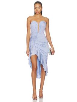Ronny Kobo - Pearlina Women's Strapless Ruched Midi Dress Blue