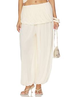 Ronny Kobo - Willa Women's Ruched Elastic Waist Palazzo Pants Ivory