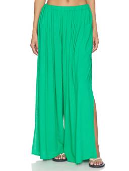Ripley Rader - Linen Flowy Women's Elastic Waist Wide-Leg Palazzo Pants Green