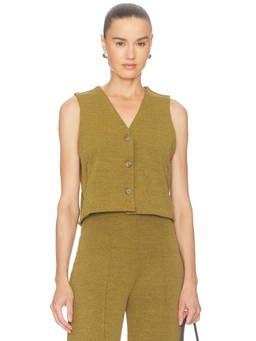 Ripley Rader - Vintage Knit Women's Sleeveless V-Neck Vest Green