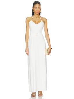 Runaway The Label - Nina Ruched Women's Halter Neck Maxi Dress White