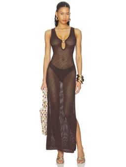 Runaway The Label - Ariya Women's Sleeveless Cut-Out Crochet Maxi Dress Metallic