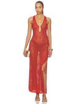 Runaway The Label - Ariya Women's Sleeveless Crochet Knit Maxi Dress Rust