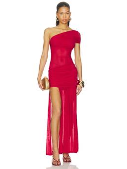 Runaway The Label - Sorelli Women's One Shoulder Ruched Bodycon Mini Dress Red