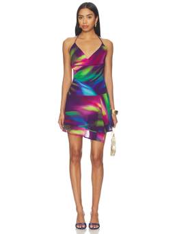 Runaway The Label - Cowl Handkerchief Women's Halter Neck Mini Dress Purple